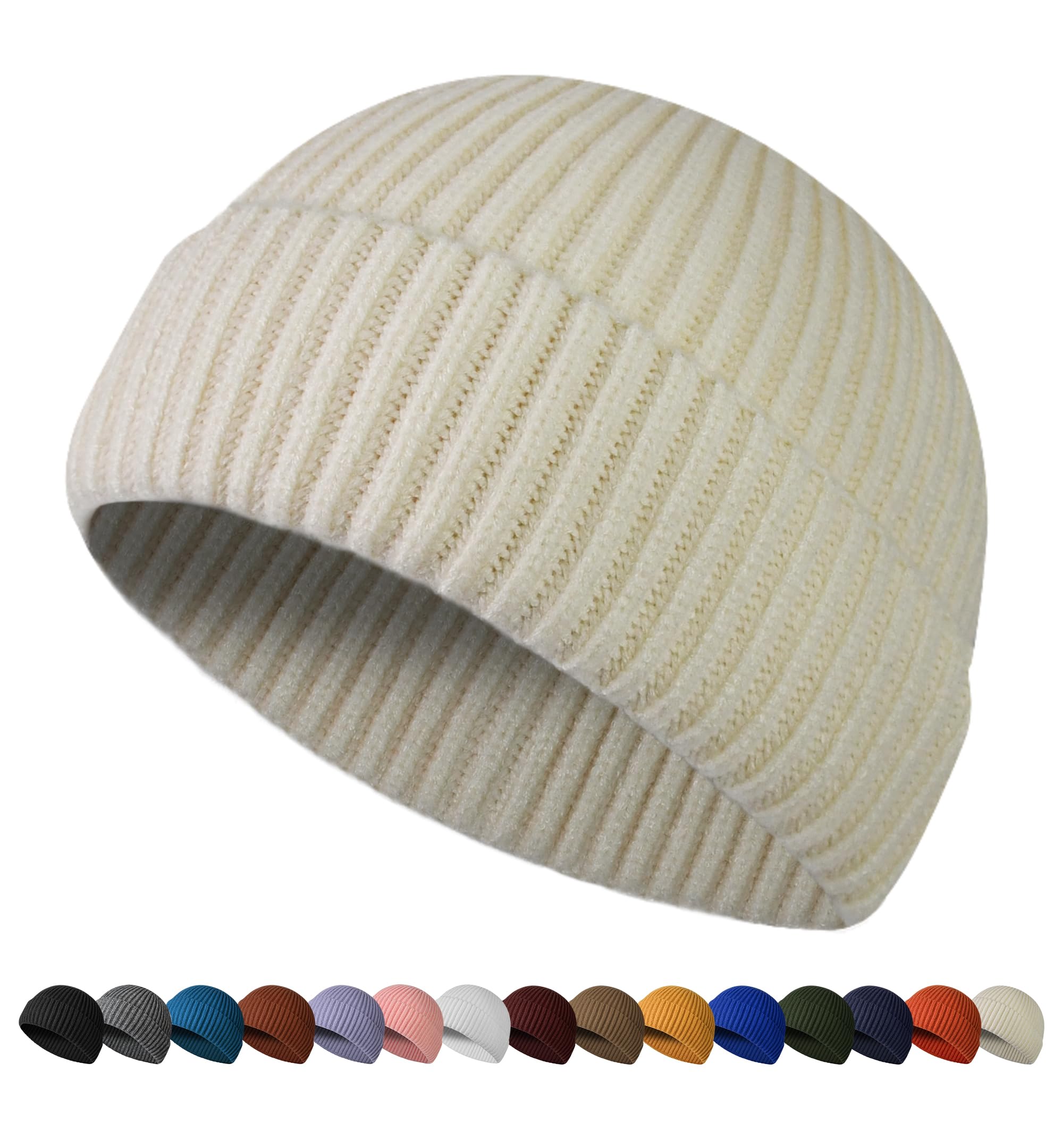 HiRui Fisherman Beanie for Men Women Knit Trawler Beanie Watch Hats Winter Caps