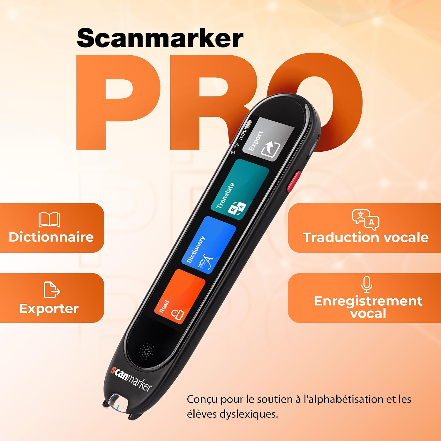 Scanmarker Pro with Dictionary, Translate, Export, and Voice Translation features