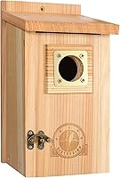 SISTERBIRD Cedar Bluebird House with Copper Predator Guard - Outdoor Birdhouse for Bluebirds, Wrens, Swallows, Chickadees