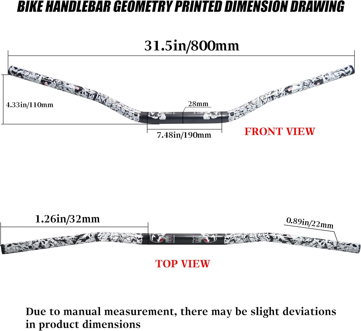 Universal 28mm 1/1/8" Handle Bar For CRF KLX KX LTR TRX SX SXF EXC XCW Motocross Pit Dirt Bike Scooter ATV Quad Bike Grizzly Hawk 250 Bicycles (Black)