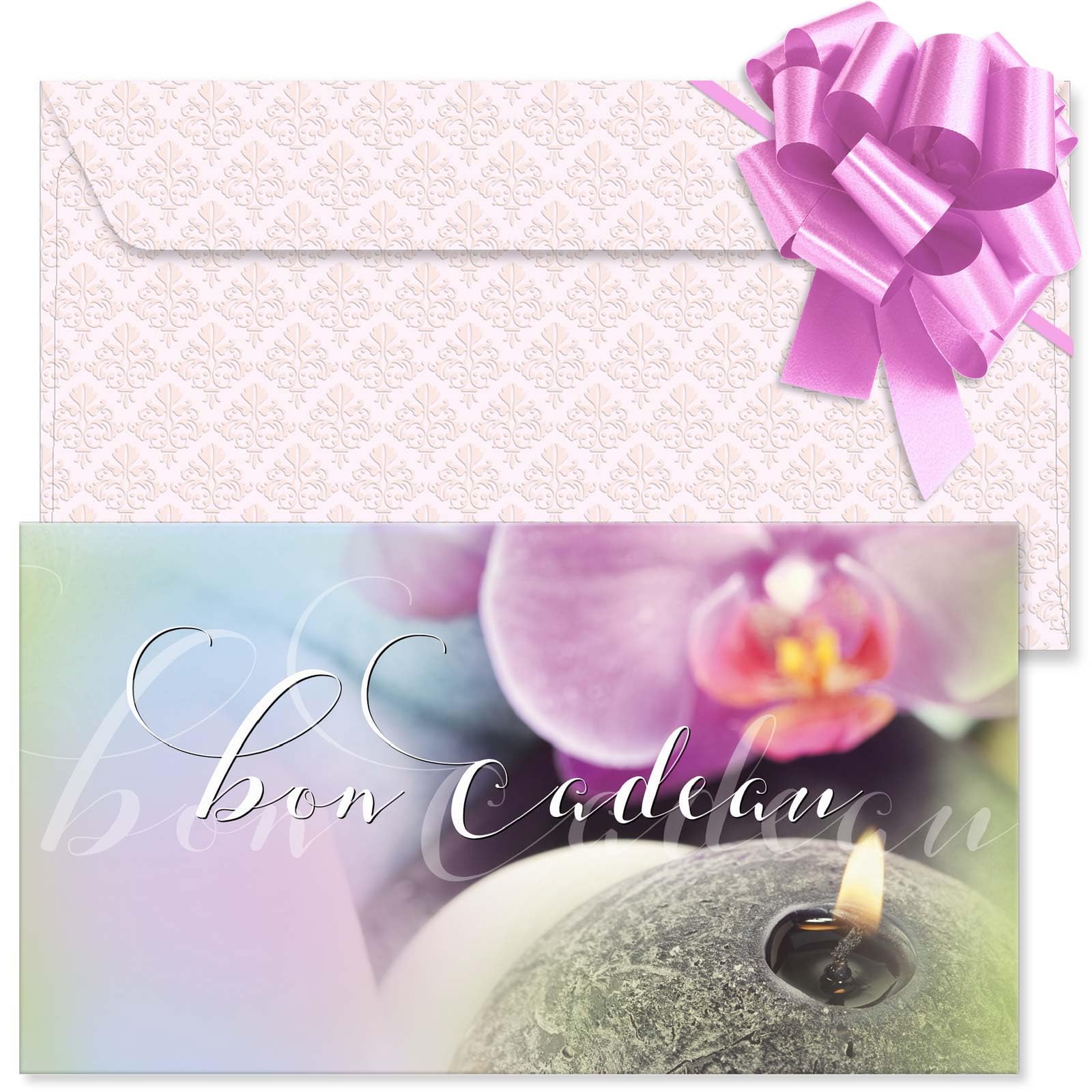 Bon Cadeau à Remplir avec Enveloppe et Nœud Ruban - Formulaires Imprimés pour Massage - Lot de 25