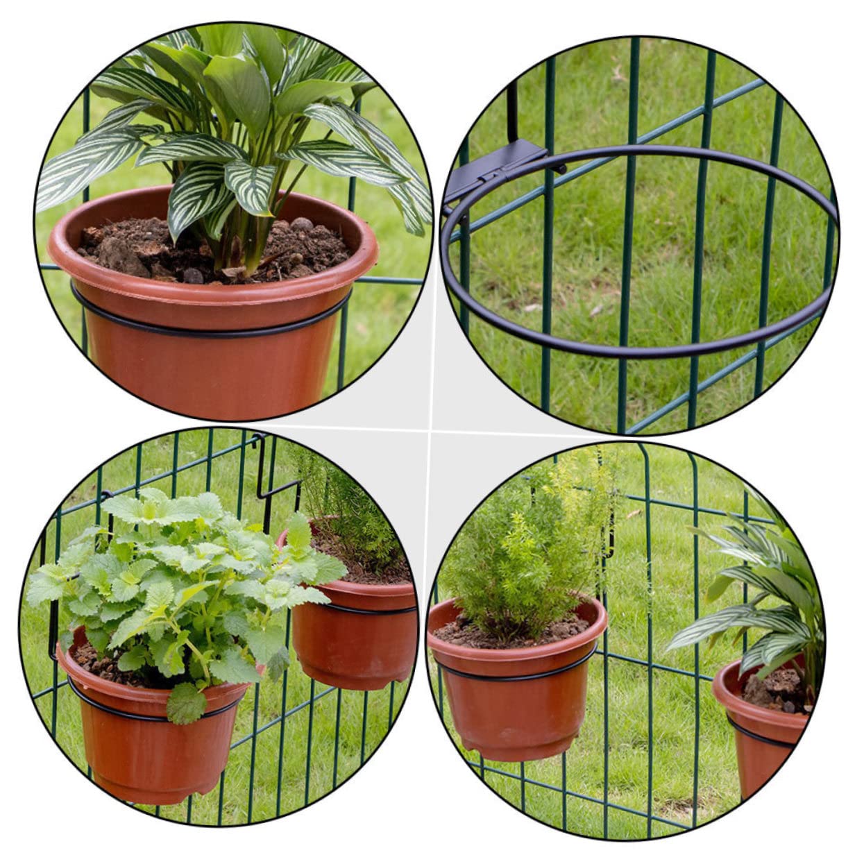 Soportes Para Macetas De Pared - Pack De 3 (hierro Negro, Brazo Giratorio)