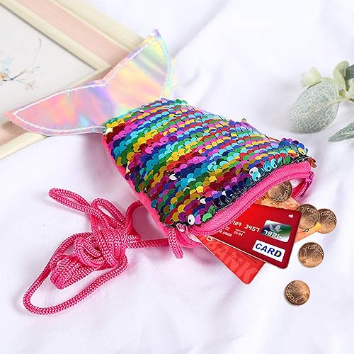 Miniatura 5 de Monedero de lentejuelas con cola de sirena para niños y niñas 6 unidades con brillantes colas de purpurina llaveros de cola de sirena 6 unidades