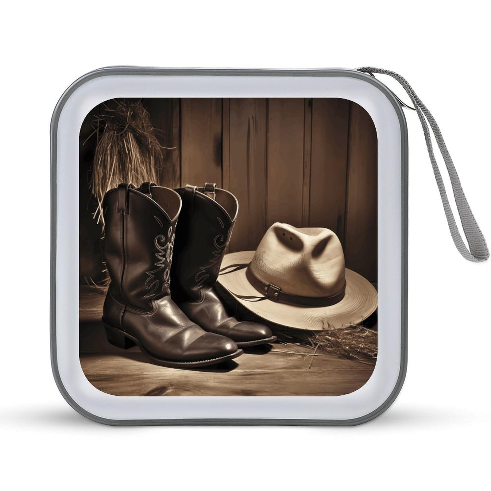 VstaDank - 40 Capacity Cowboy Boots CD Case with Zipper Disc Organizer Portable Hard Plastic Storage CD Holder Organizer for DVD and Travel on the