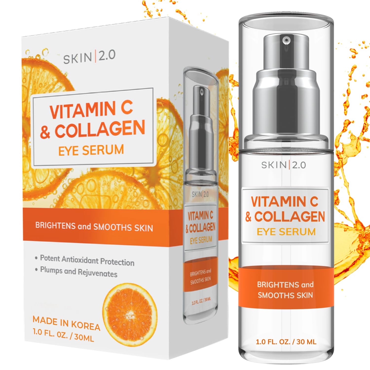 Skin 2.0 Vitamin C & Collagen Under Eye Serum – Dermatologist Tested, Anti Aging Korean Skin Care – Targets Dark Circles, Puffiness & Fine Lines for