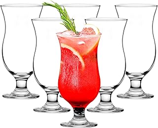 Hurricane Glasses Set of 6-14 oz Pina Colada Cocktail Glass - Clear Tuli...