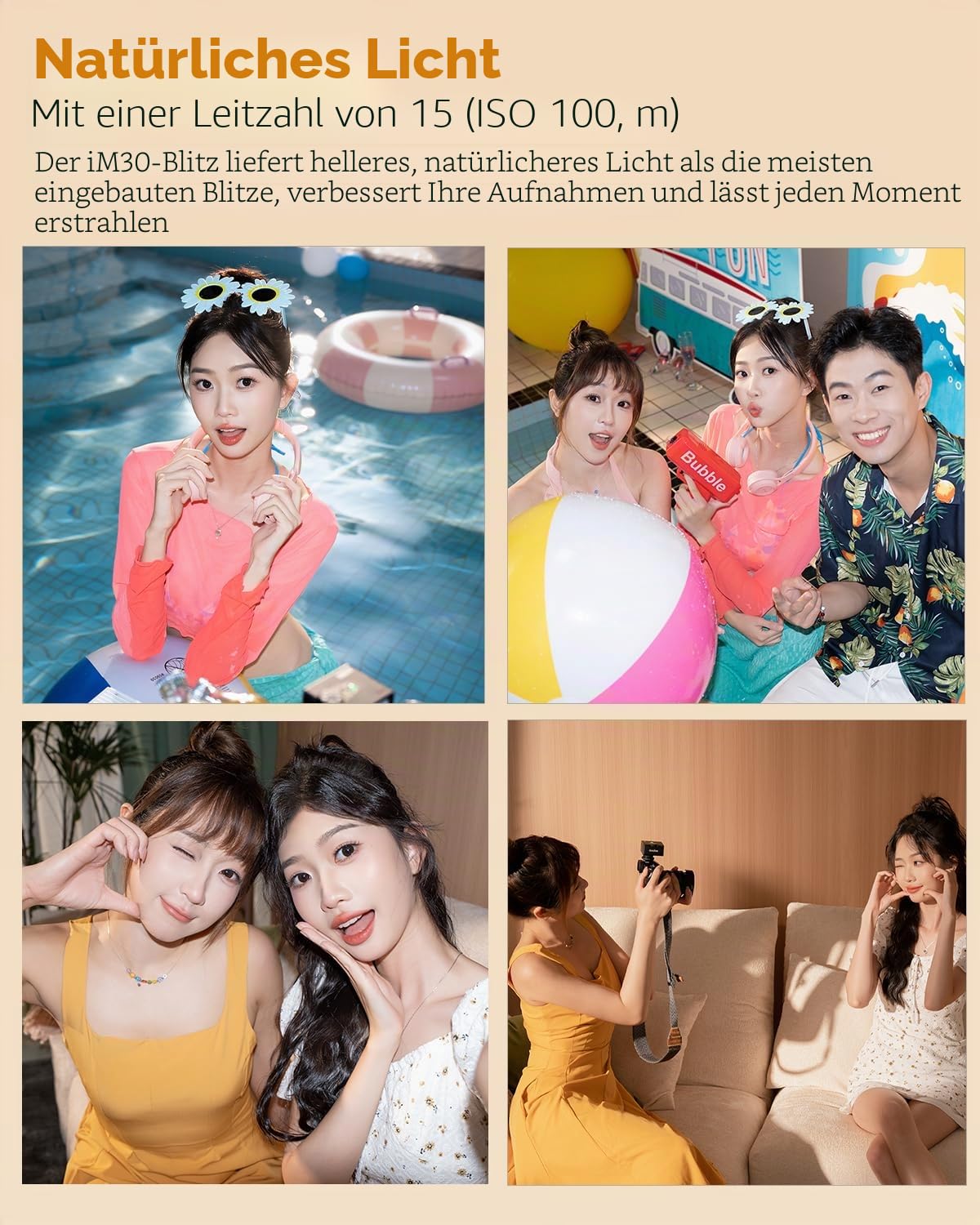 Godox iM30 Mini-Blitz, Speedlite Kompatibel mit Sony ZV1/ZV-E10, Canon, Nikon, Fuji und Ricoh GR3, GN15 Leistung mit 7 einstellbaren Stufen, 6500 K Tageslichtausgleichsblitz, 3,6 s Wiederholungszeit,