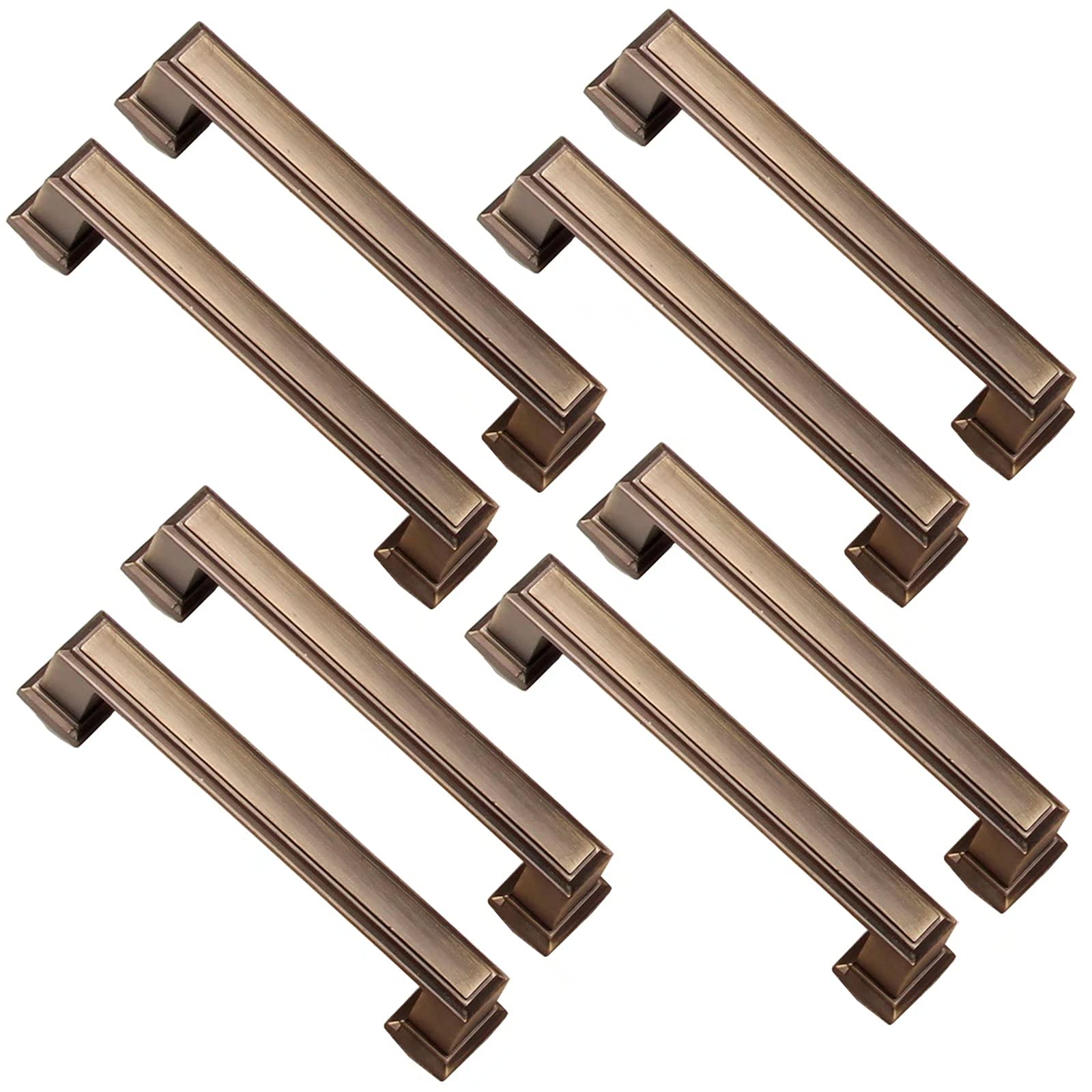 Frolahouse Colour B 8 Pack Oil Rubbed Bronze Solid Cabinet Hardware Handles,128Mm Hole Centers Square Cabinet Pulls Oil Rubbed Bronze, For Kitchen Cabinet Drawer Dresser