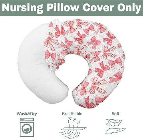 Miniatura 7 de Fundas de almohada de lactancia con lazos rojos para niñas con lazos de pelo rojo, rayas de leopardo, fundas de lactancia para almohadas de