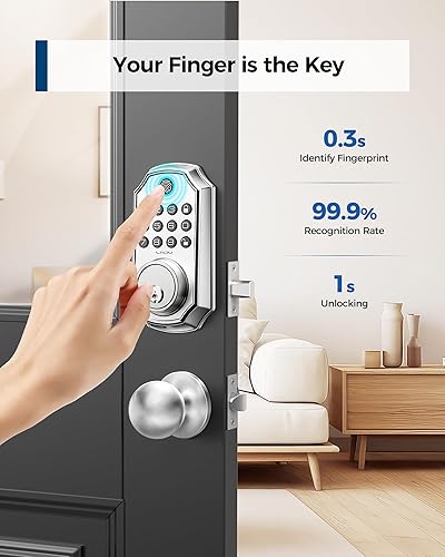 Miniatura 3 de Cerradura de puerta de entrada sin llave con asa, control de aplicación, juego de cerradura de puerta delantera sin llave, cerradura de puerta LNDU