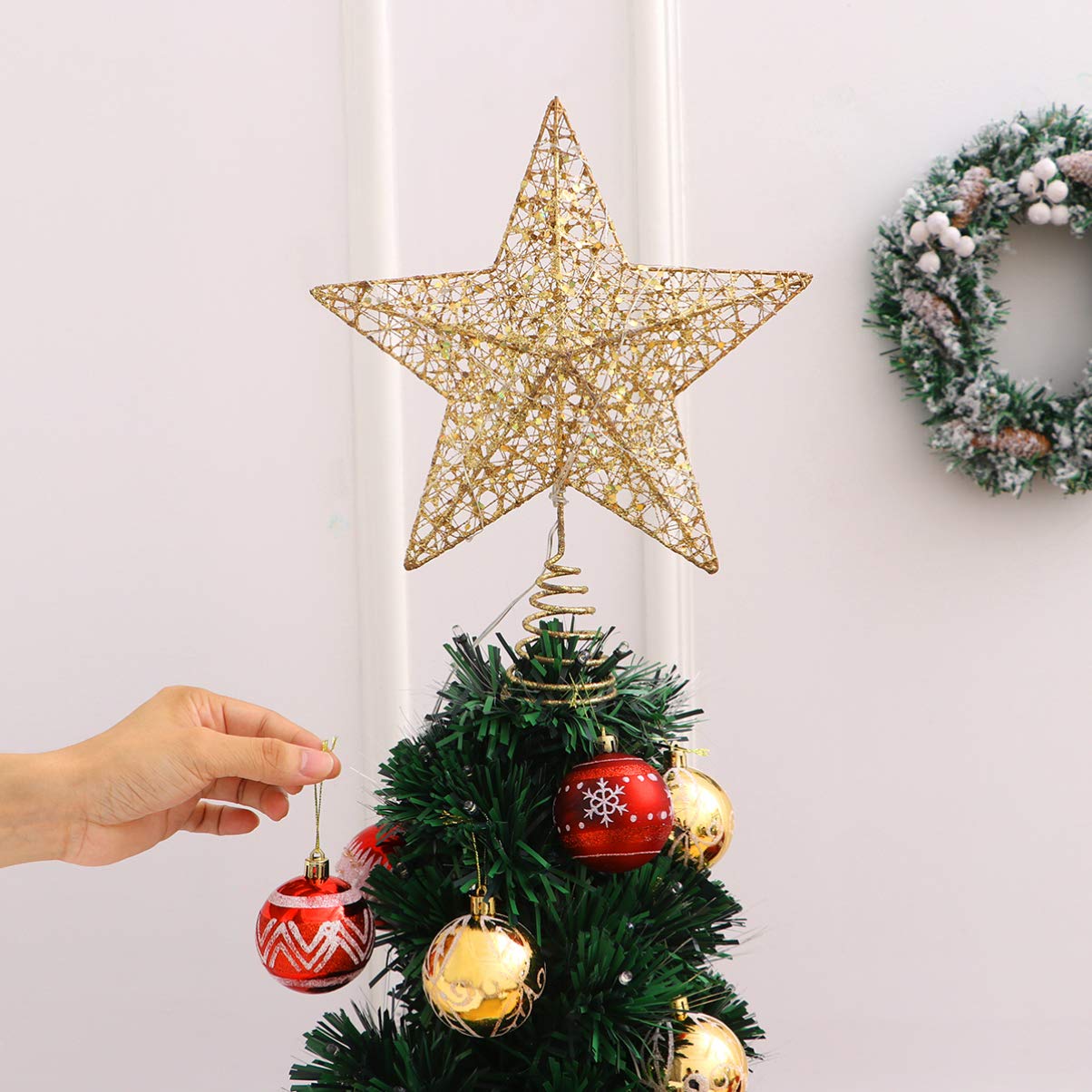 STOBOK Albero di Natale Topper Stella Ornamenti degli Alberi Decorazione luci Calde 10 Pollici