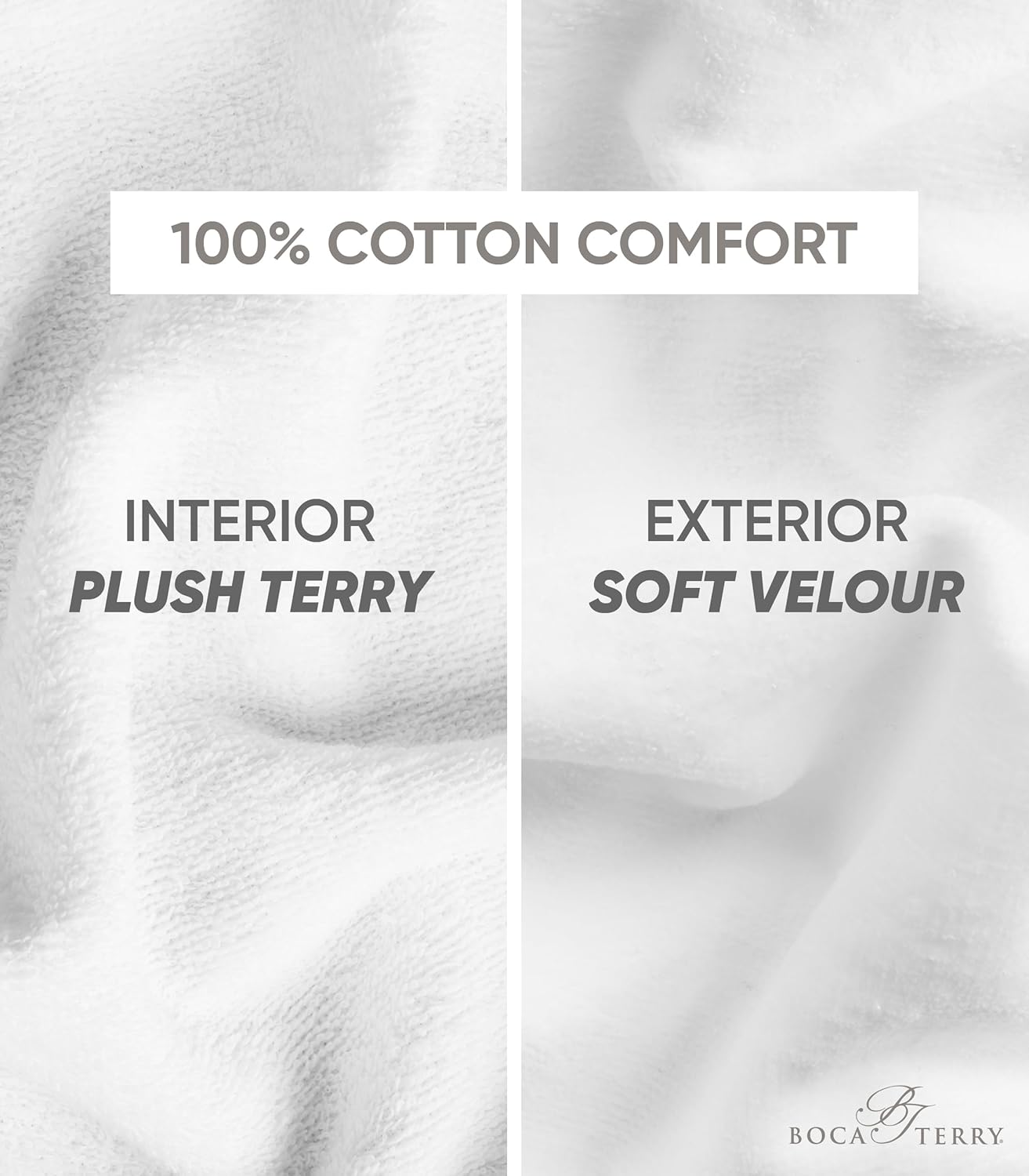Men's Terry Cloth Robe by BOCA TERRY, Luxury Bathrobe, Plush White Cotton Spa Robes - Image 5