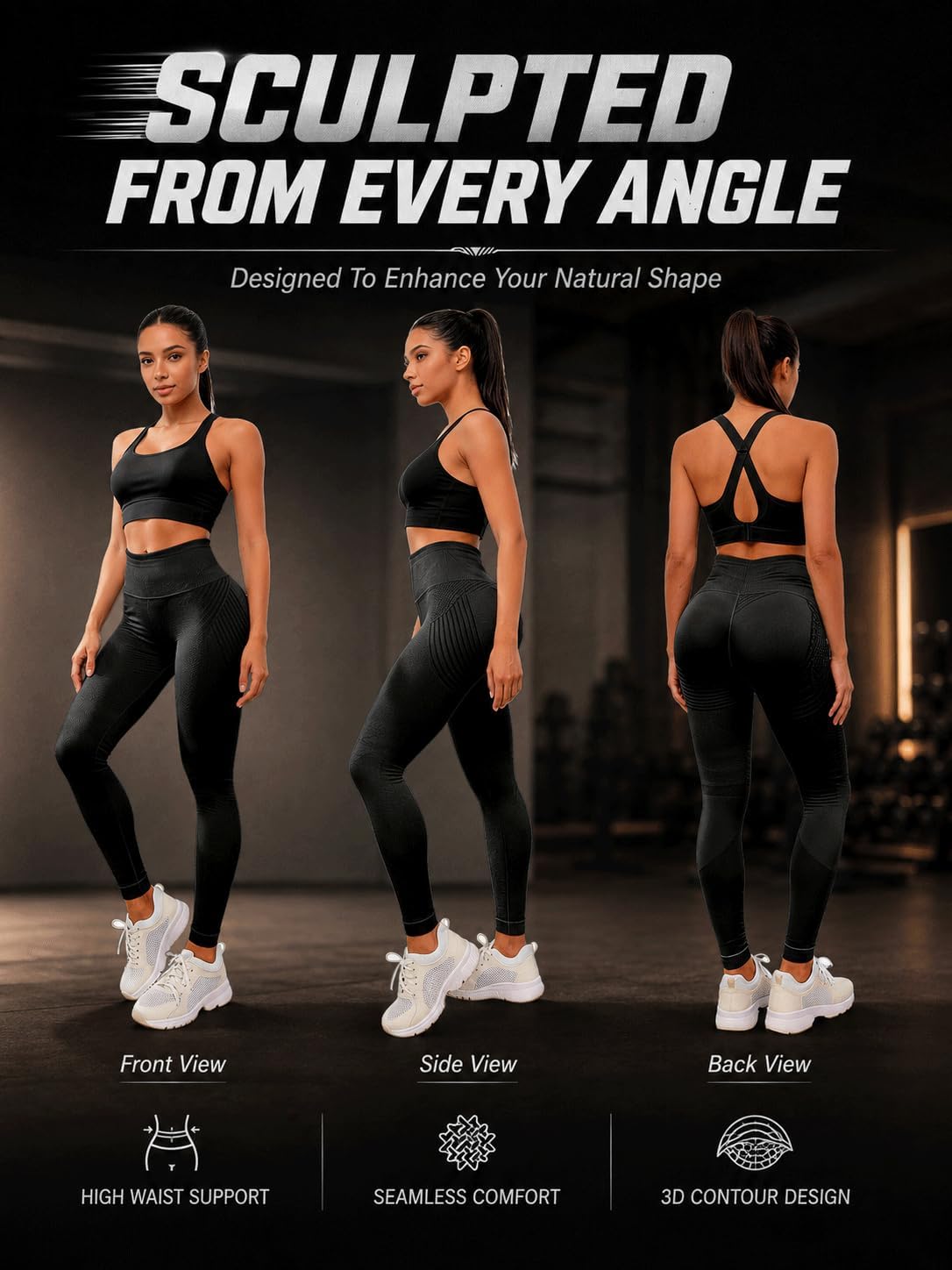 3D Compression Leggings Women, High Waist Anti Cellulite Leggings, Workout Bum Scrunch Butt Lift Leggings, Gym Trousers Women