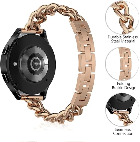 Miniatura 10 de Metal Chain Band Compatible with Samsung Galaxy Watch 7 6 5 4 FE Band 40mm 44mm,Galaxy Active 2 Watch BandGalaxy Watch 6 4 Classic, 20mm Stainless