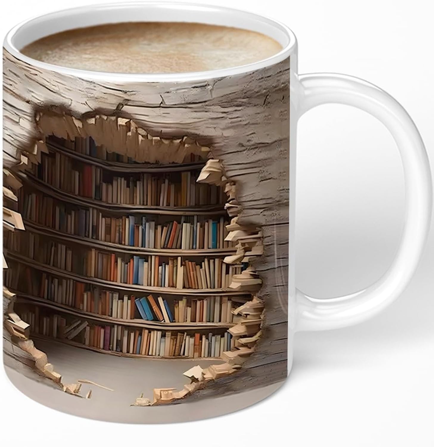 Library Bookshelf Mug, Book Lovers Coffee Mug, Cool Bookish Gifts for Readers, Unique Ceramic Mug, Dishwasher Microwave Safe, Novelty Gifts for Christmas Birthday Men Women Friends