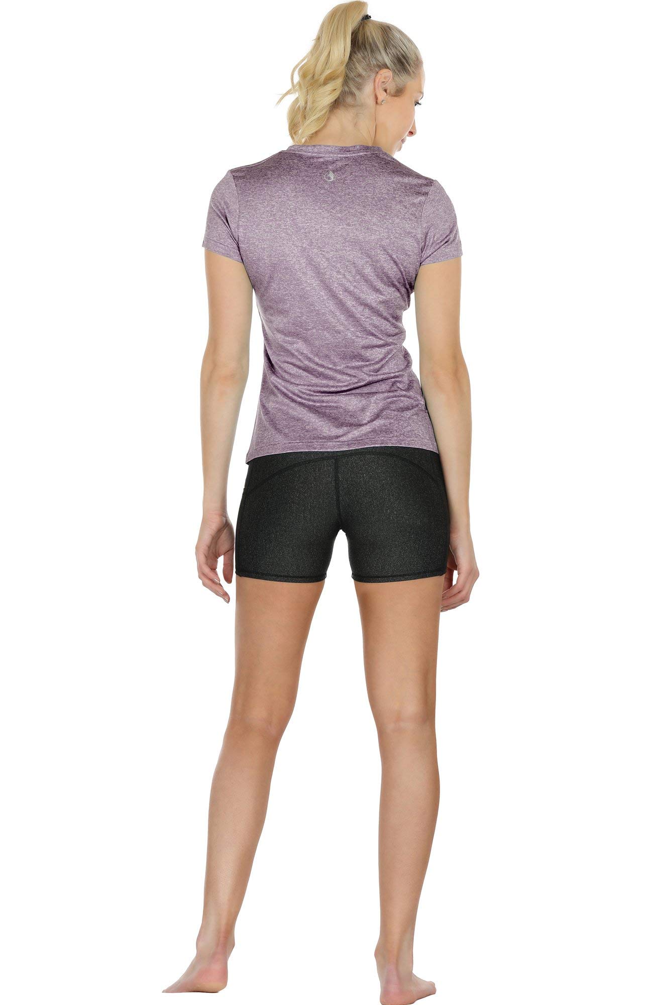 icyzone T-Shirts de Sport Femme à Manche Courtes Tops et Col en V Fitness Yoga Tee Shirt, Lot de 3