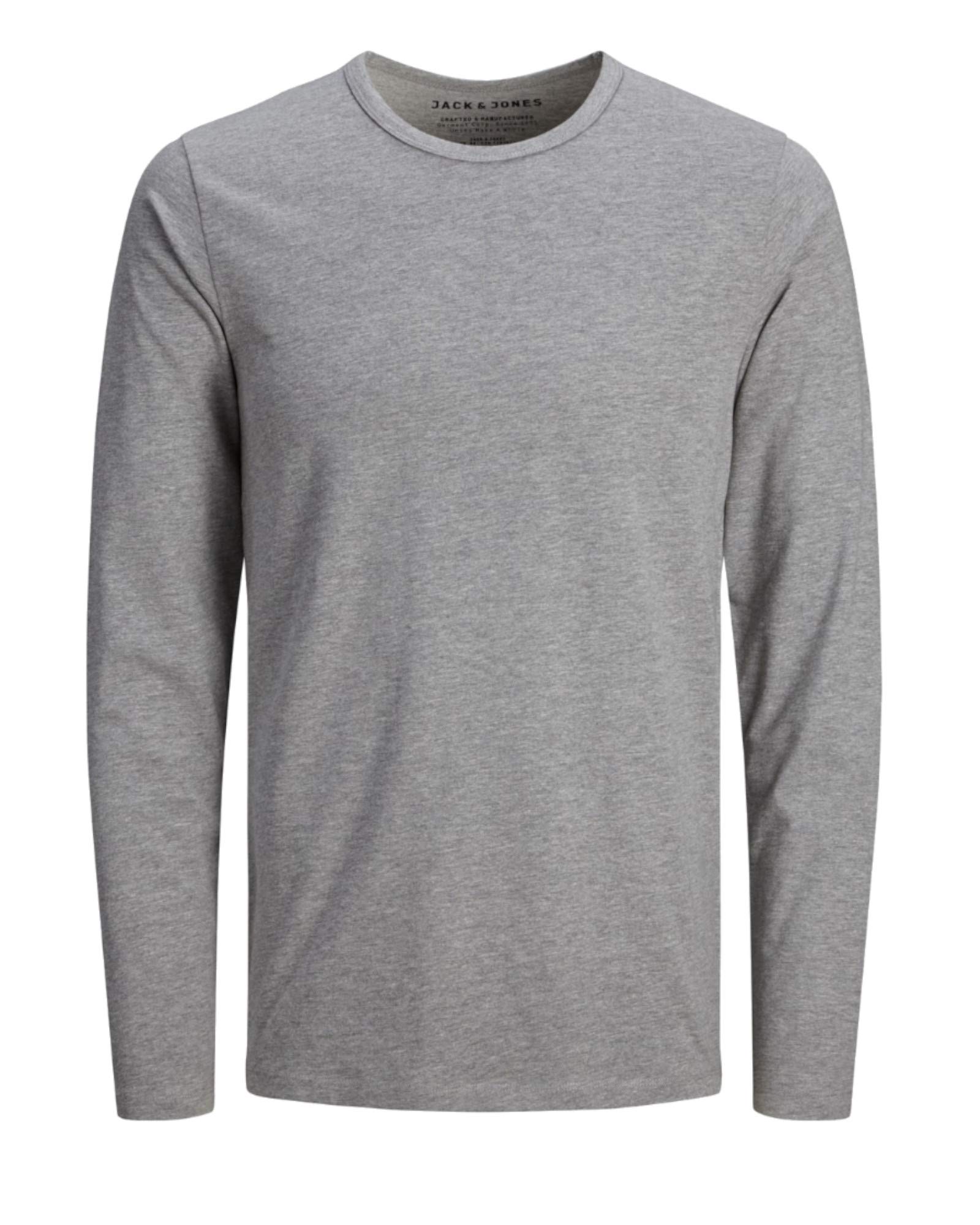 Jack and Jones, men’s basic O-neck long-sleeved top, Noos - Grey - S