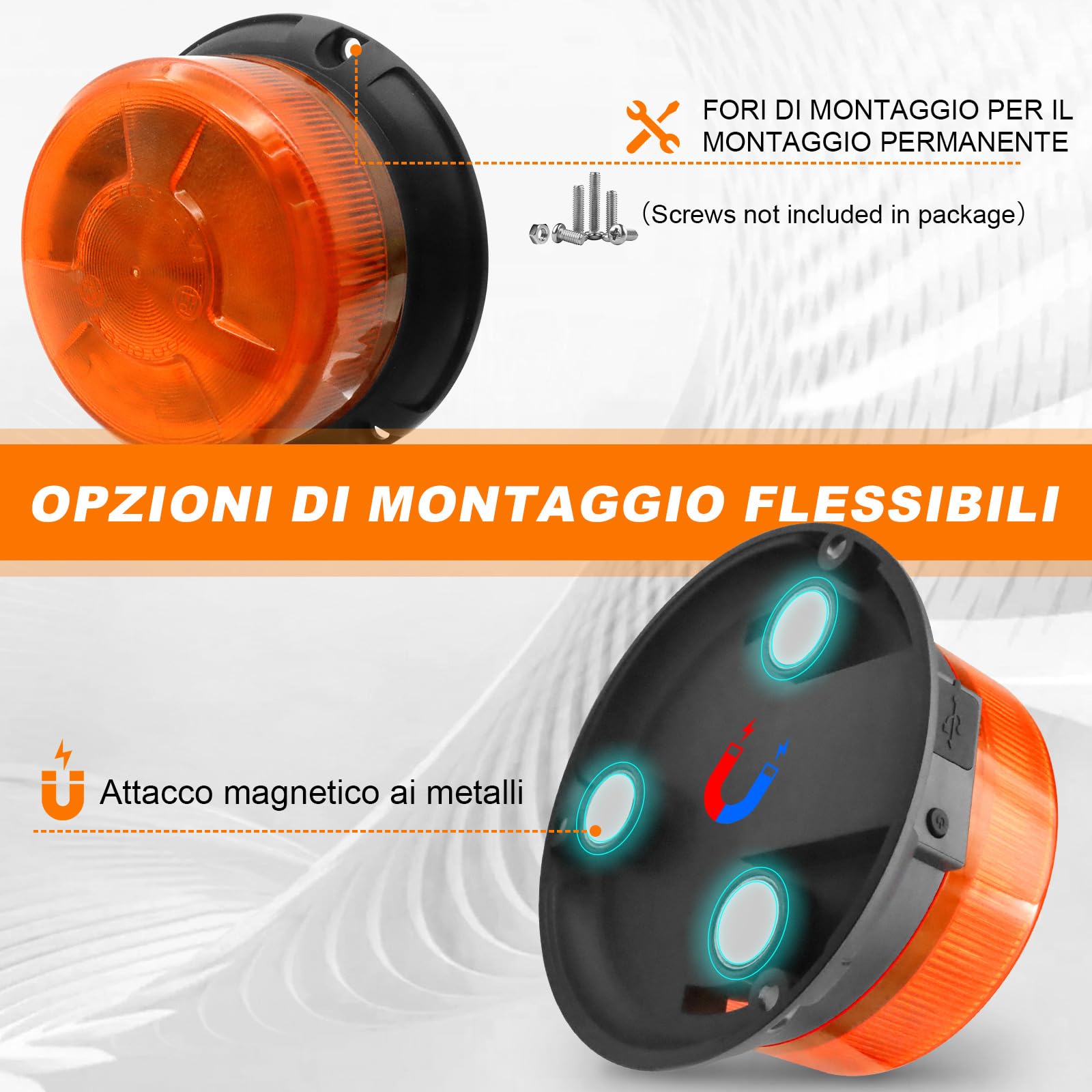 Dinfu Lampeggiante senza fili con telecomando 12V lampeggiante arancione luce di avvertimento 9 modalità cavo di ricarica auto e cavo USB per camion auto trattore SUV j-eep