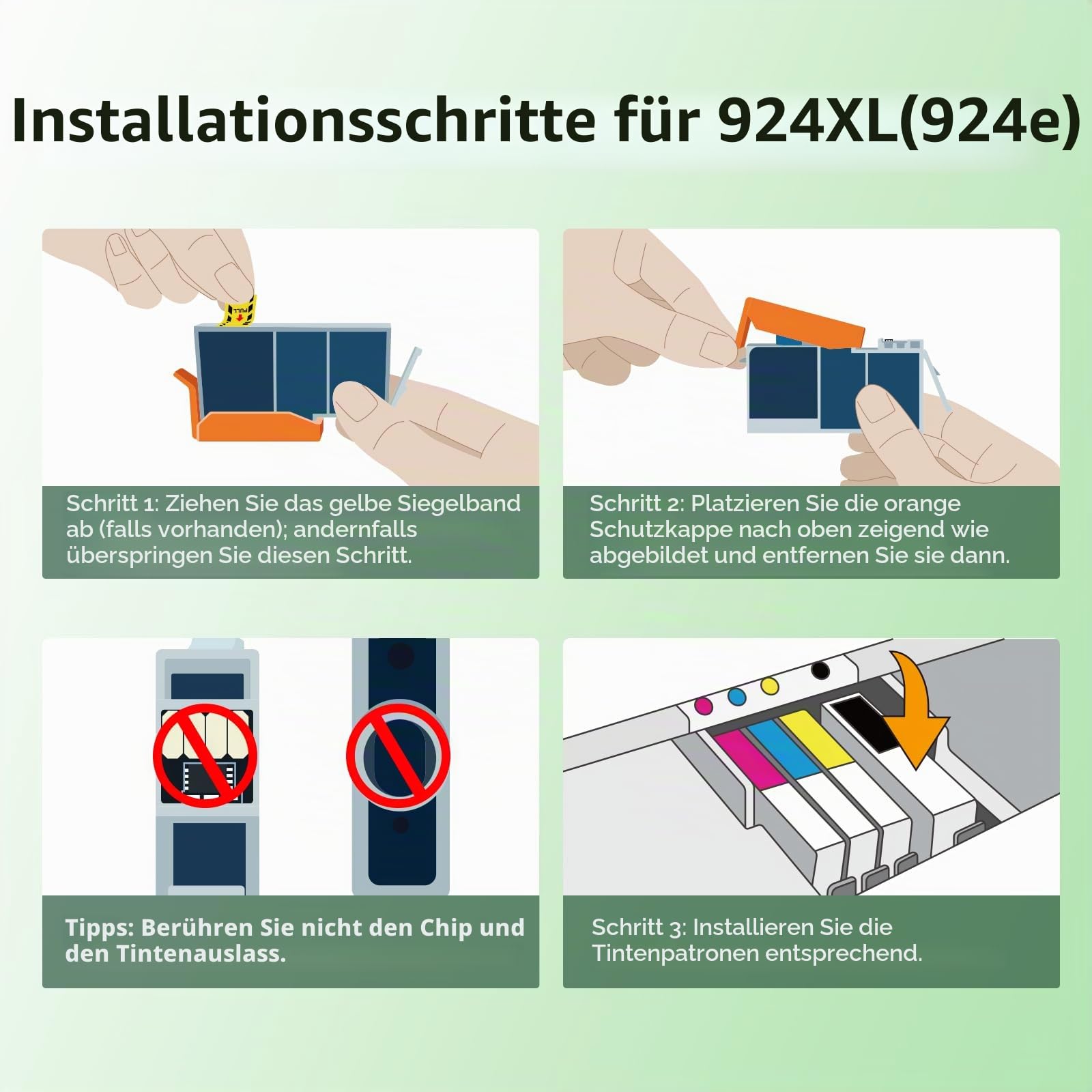 924 924XL Patronen Multipack 8132e 8122e 8130e 8120e für HP 924 XL 924e