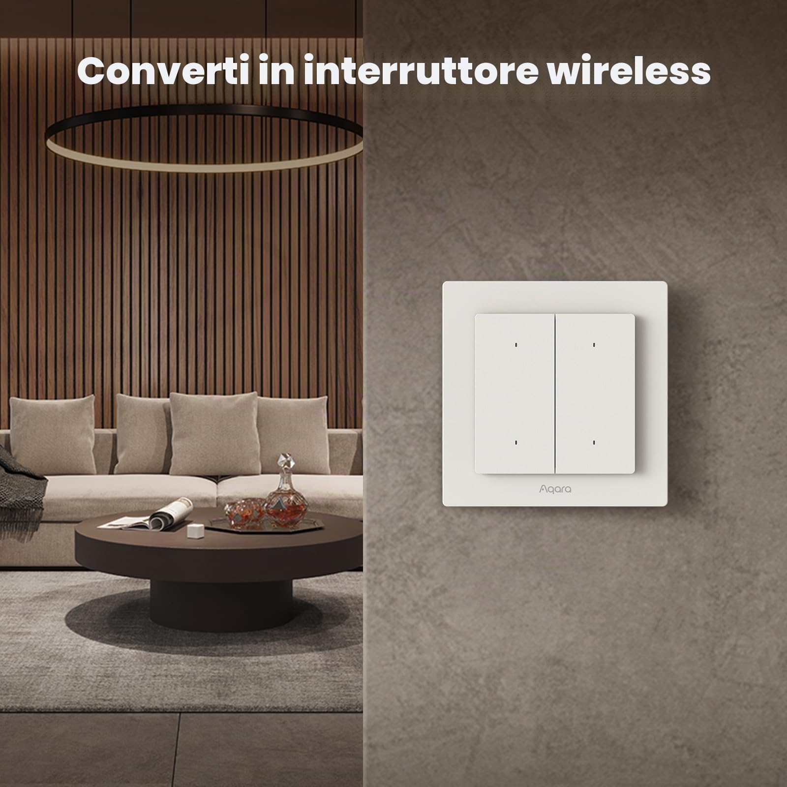 Aqara Interruttore Intelligente H2 EU (2-in-1 Neutro, 4 Moduli 2 Canali), Protocollo Thread/Zigbee, Compatibile con Apple Home, Alexa e Home Assistant, Matter over Thread | Interruttore da parete intelligente, supporta Apple Home, Alexa, Google Home e Hom