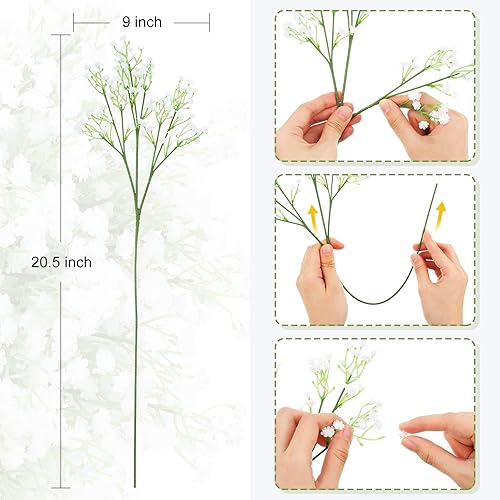 Miniatura 2 de Janinka 50 flores artificiales de aliento de bebé, flores artificiales de gypsophila de 20.8 pulgadas, tacto real, ramo de gypsophila falsa