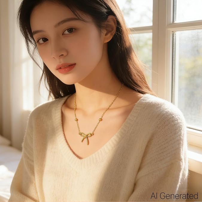 Always Remember You Are Loved Cute Gold Bow Necklace Happy 8th 9th 10th 11th 12th 13th Birthday Gifts Jewelry for Loved Birthday Celebrations