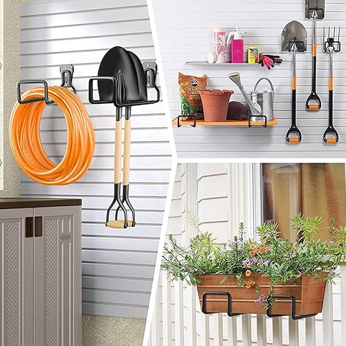 Miniatura 6 de Egofy 2 soportes para manguera de jardín, montaje en pared, gancho para manguera de agua, soporte de tubo resistente para patio exterior