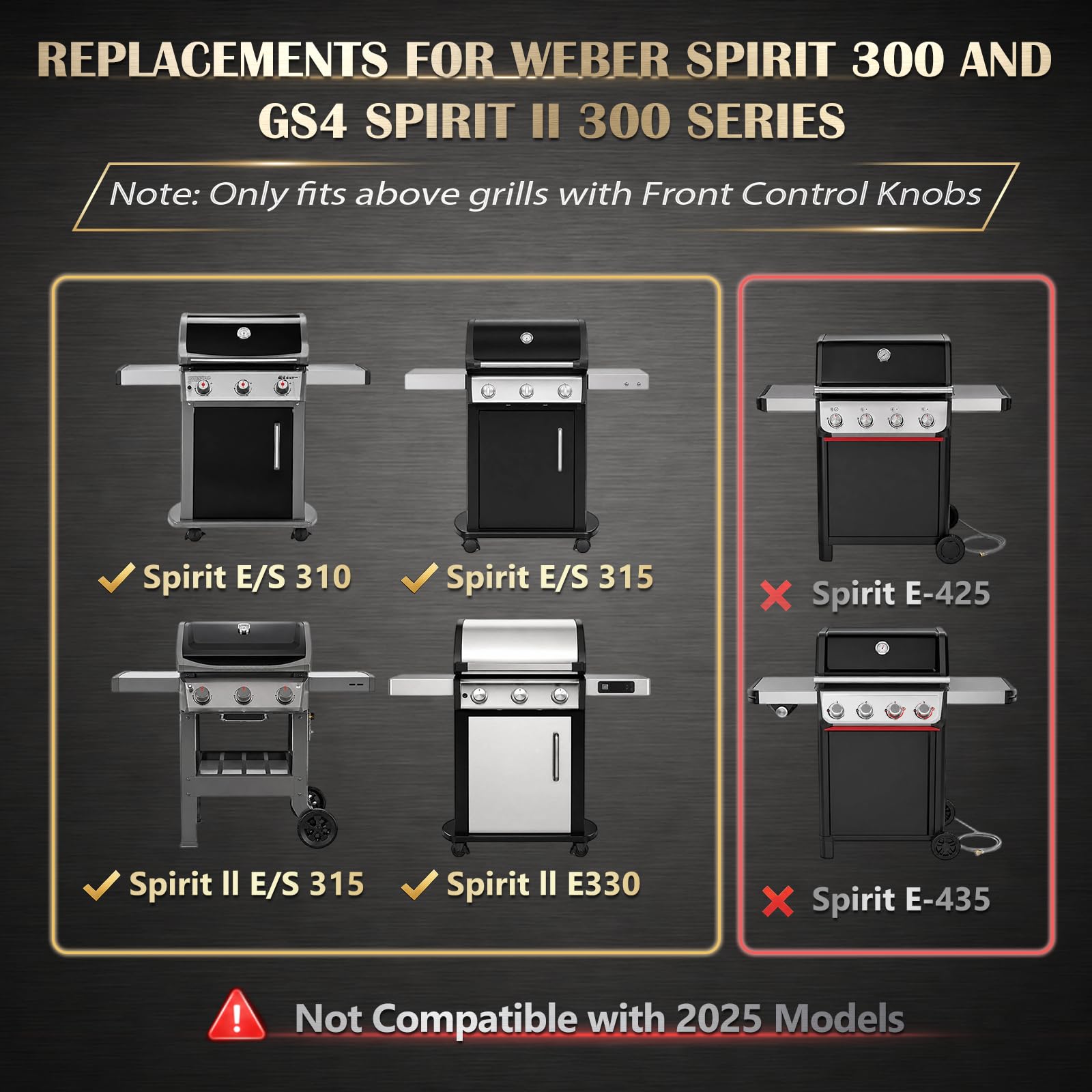 QuliMetal 69787 Brennerrohr für Weber Spirit 300, GS4 Grill-Ersatzteil für Spirit 3-Brenner Grills, passend für Spirit E/S-310 E/S-330 (ab 2013), 45,7 cm SUS304 Brenner für Weber Spirit II E-310