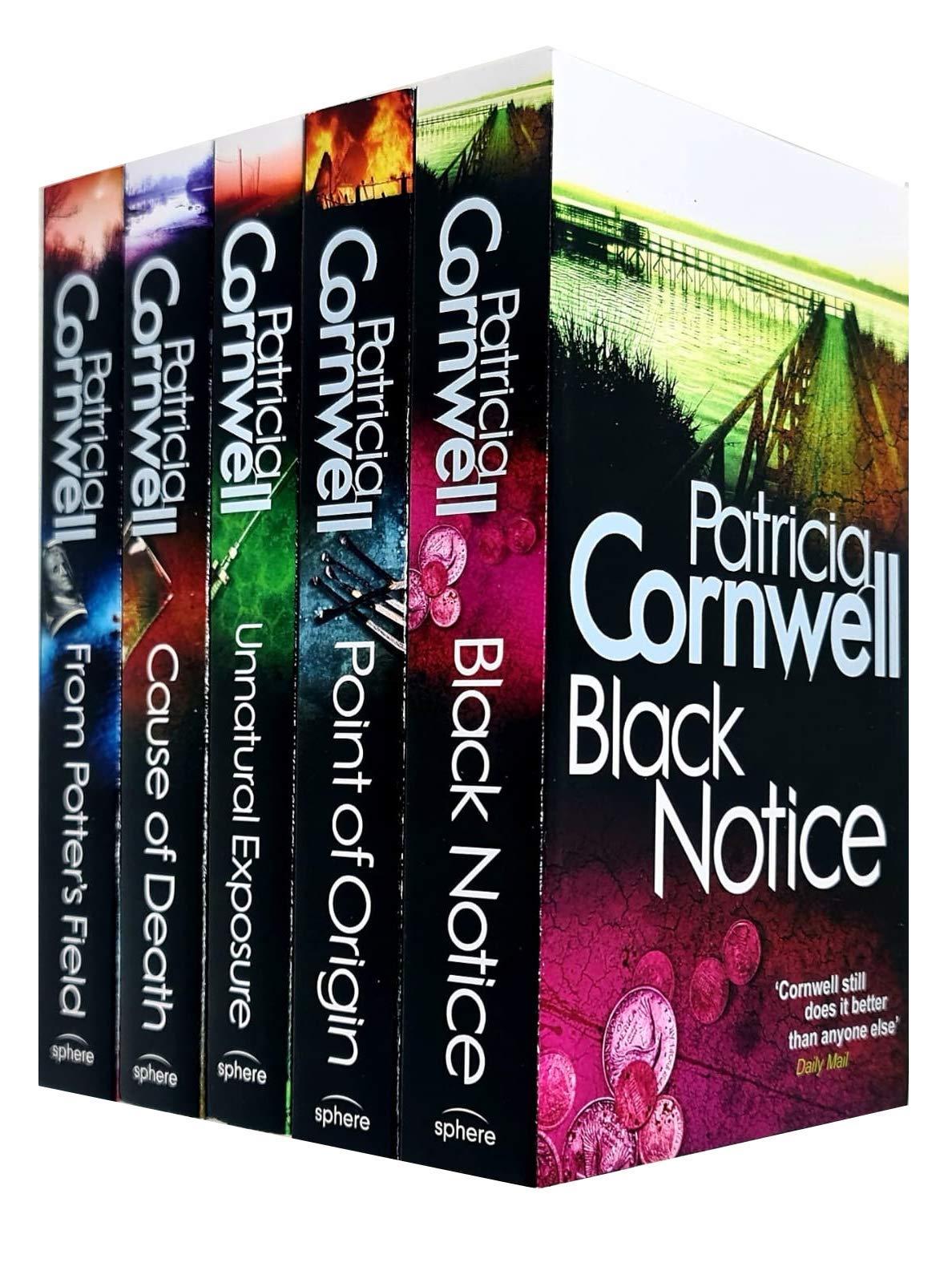 Kay Scarpetta Series 6-10: 5 Books Collection Set by Patricia Cornwell (From Potter's Field, Cause Of Death, Unnatural Exposure, Point Of Origin, Black Notice)