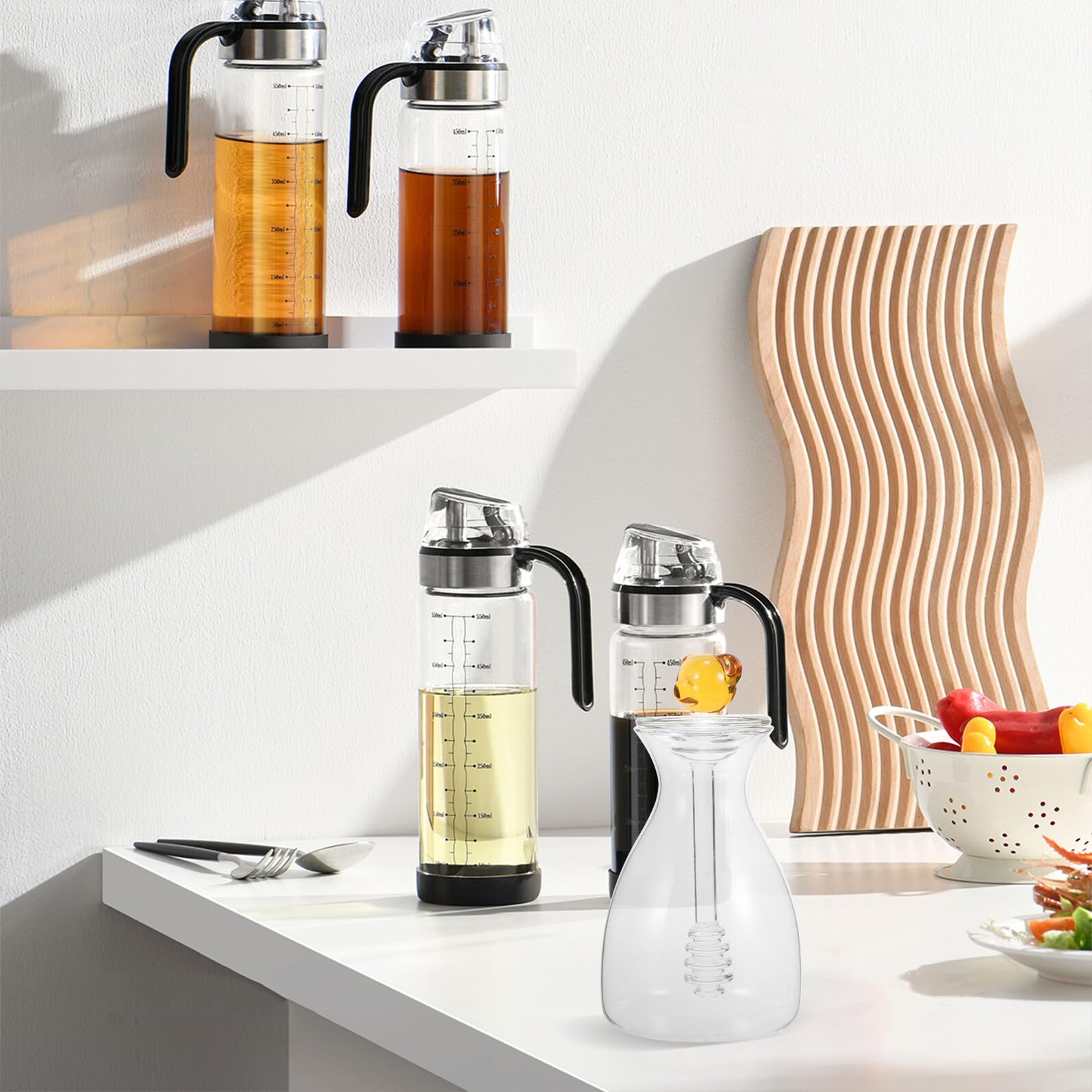 Toyvian Glas Honigspender Mit Löffel Durchsichtiges Honigglas Aus Glas Sirupspender Für Küche Mit Deckel Praktischer Honigbehälter