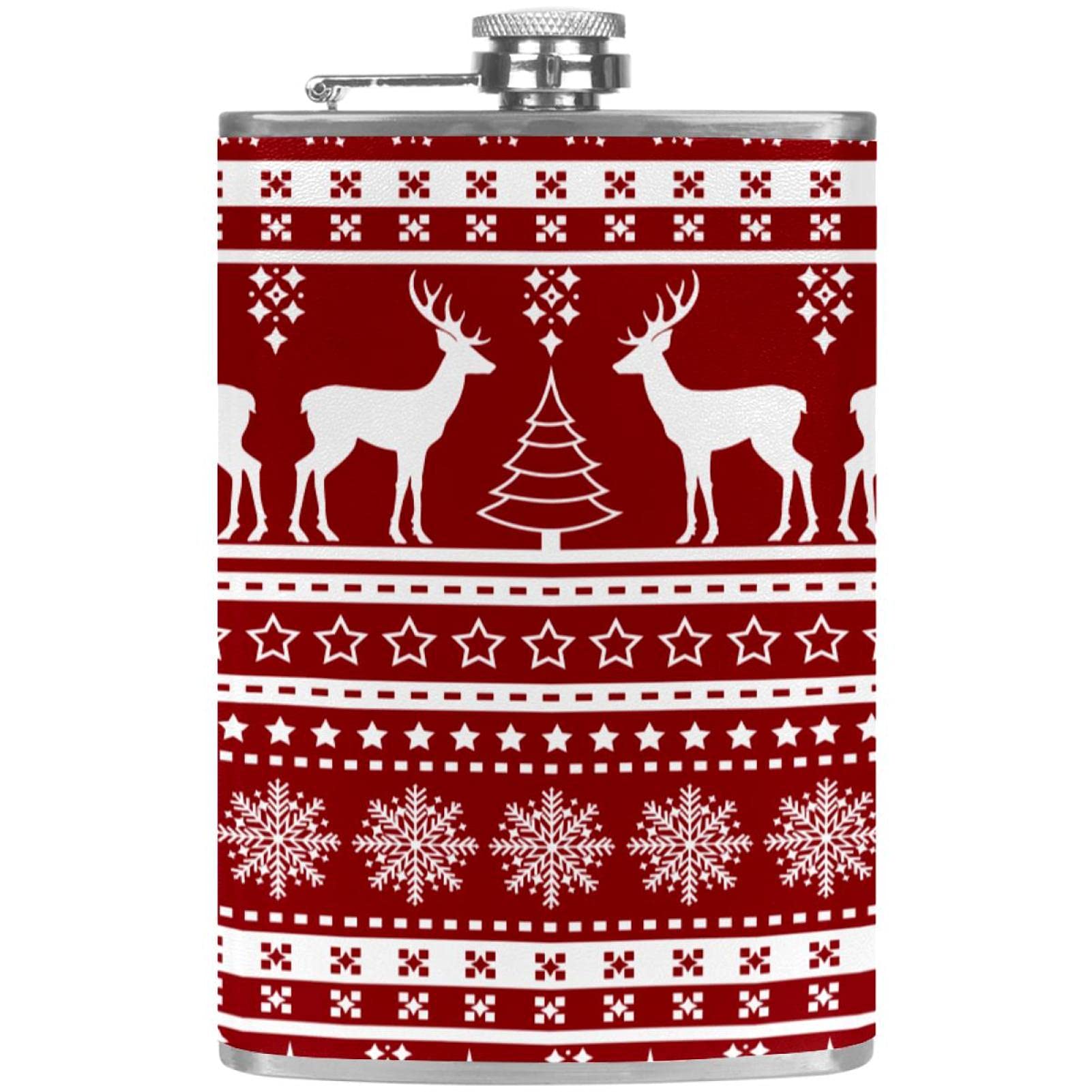Flasque pour liqueur en acier inoxydable rouge pour vos soirées de Noël au chalet