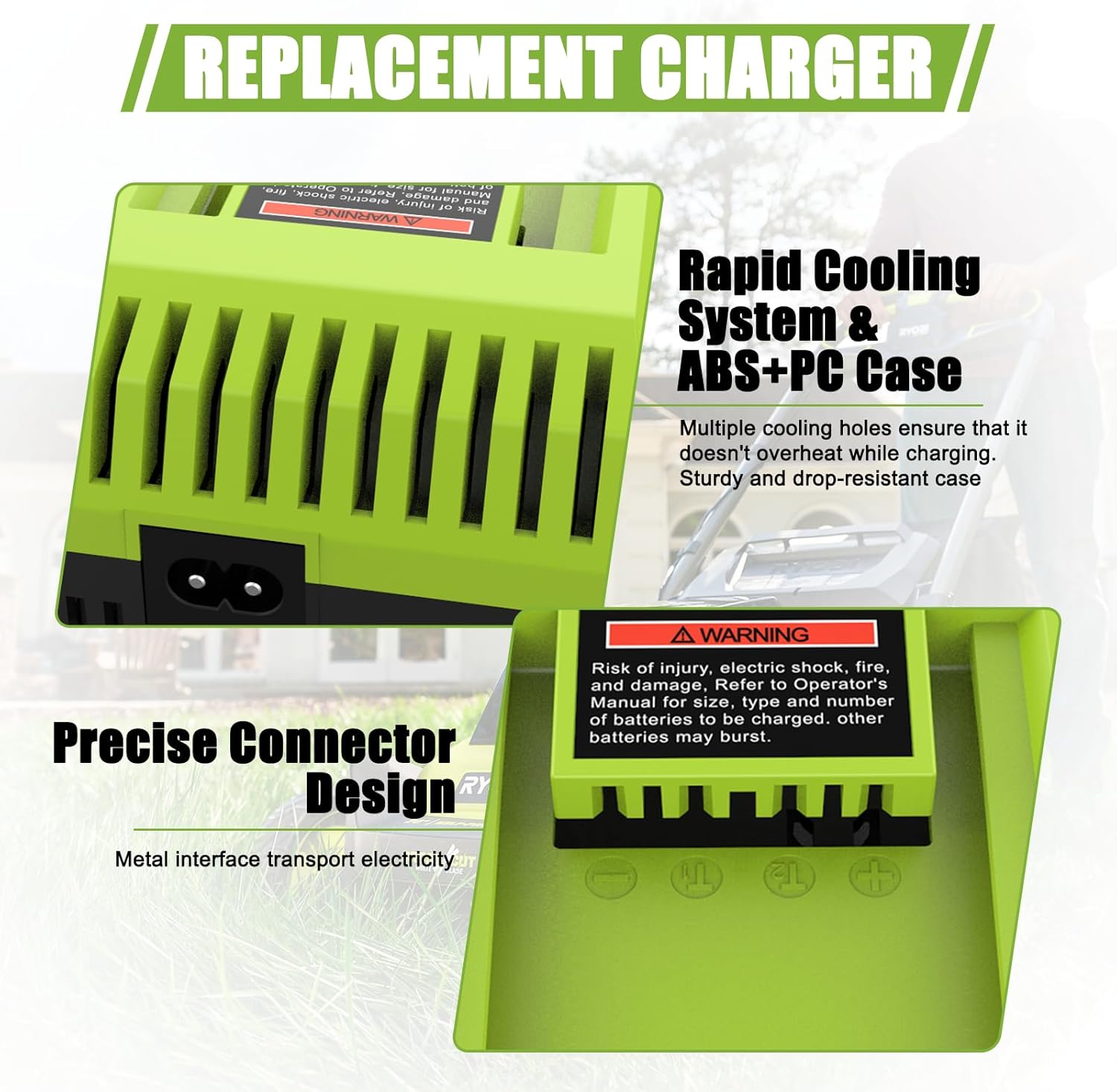 Powilling OP401 Fast Charger Replacement for Ryobi 40V Battery Charger Compatible with Ryobi 40V Battery OP4060 OP4050 OP4040 OP4030 OP4020 - Image 5