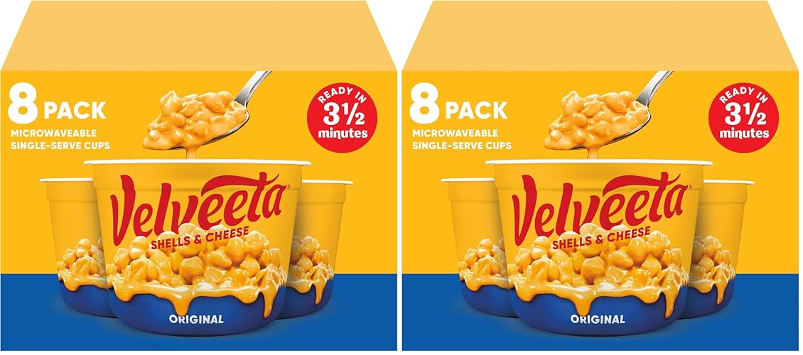 Velveeta Shells & Cheese Original Microwavable Macaroni and Cheese Cups (8 ct Pack, 2.39 oz Cups) (Pack of 2) - 8 Count (Pack of 2)