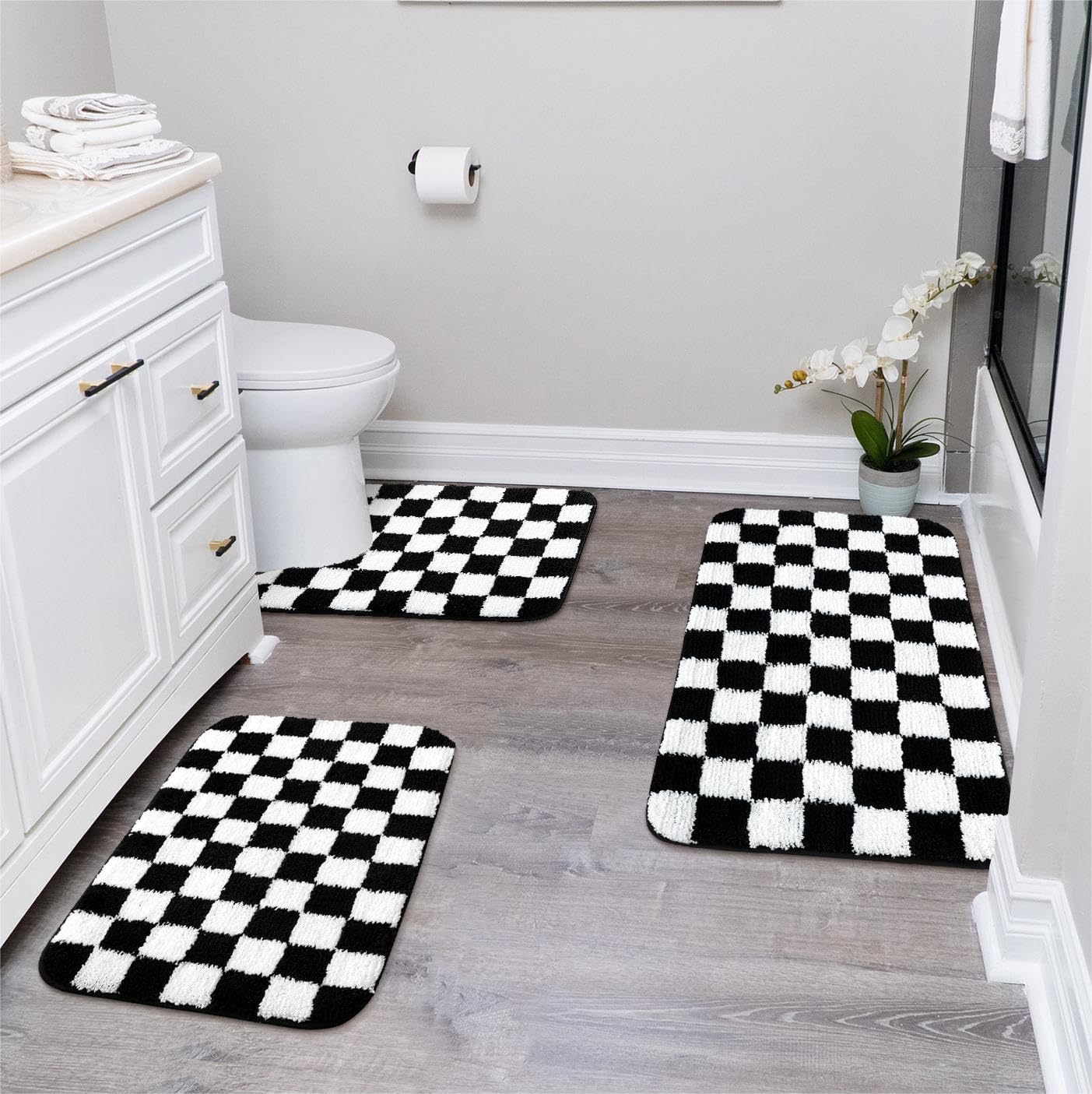 Black And White Bathroom Rug Setnull