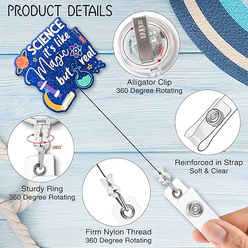 Miniatura 3 de ZBBFSCSB Carrete de insignia con clip de tiburón de metal con diseño de ciencia es como magia pero real, regalo de insignia para investigador de