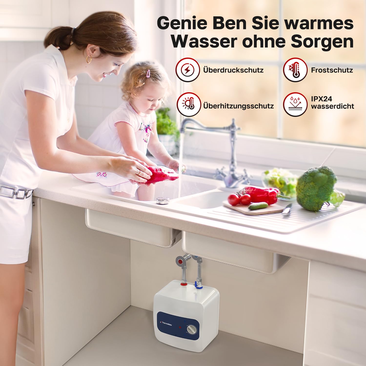 ThermoMate ES05DE druckfest Kleinspeicher 5 Liter Untertischboiler 2000 W 230V Warmwasserbereiter