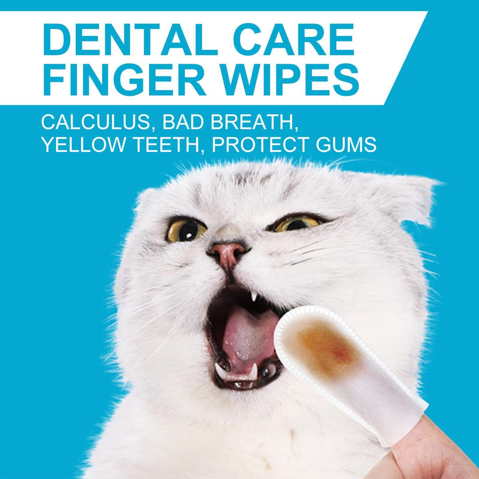 5 salviettine per dita per animali domestici - Cuscinetti per le dita per cani puliti per animali domestici, confezione da 50 salviettine per la pulizia dei denti, salviettine per denti per cani,