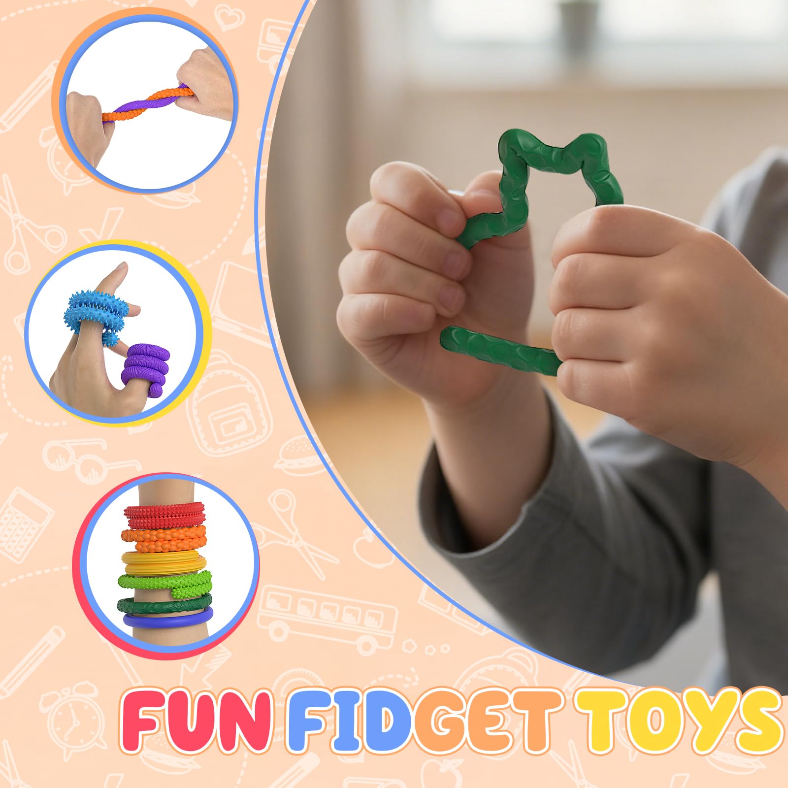Fidget Toys silikonowy drążek sensoryczny 8P