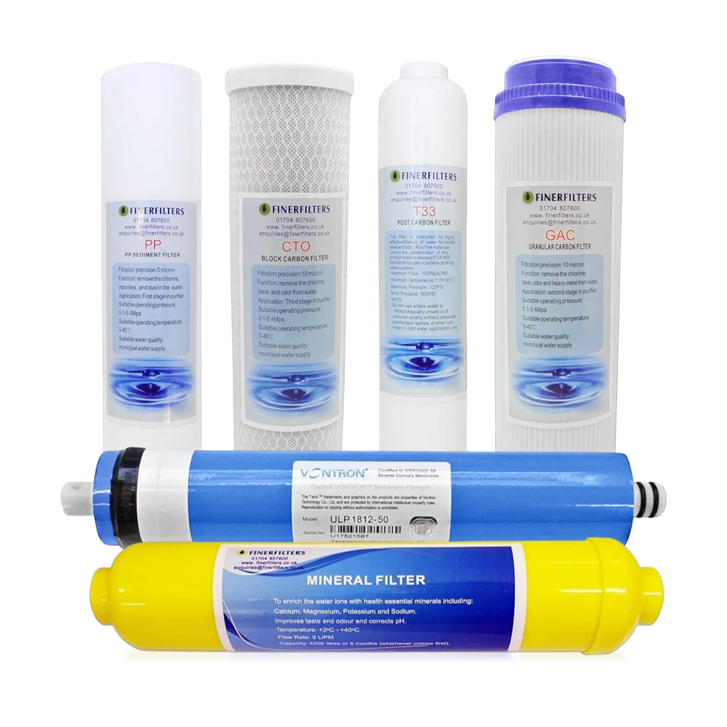 Finerfilters - Filtri di ricambio per osmosi inversa, uso domestico, membrana da 50 GPD, 6 pezzi