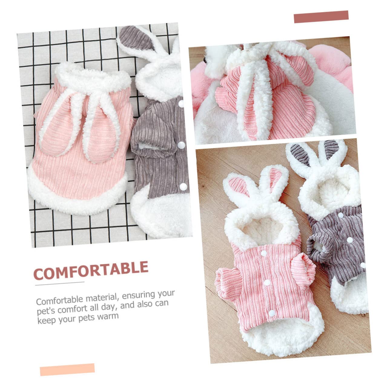 INOOMP 3 Pz Vestiti per Cani in Pile Vestiti con Cappuccio per Cuccioli Costumi Cosplay Felpa con Cappuccio Cosplay da Festa Oggetti di Scena Autunno e Inverno a Coste Rosa