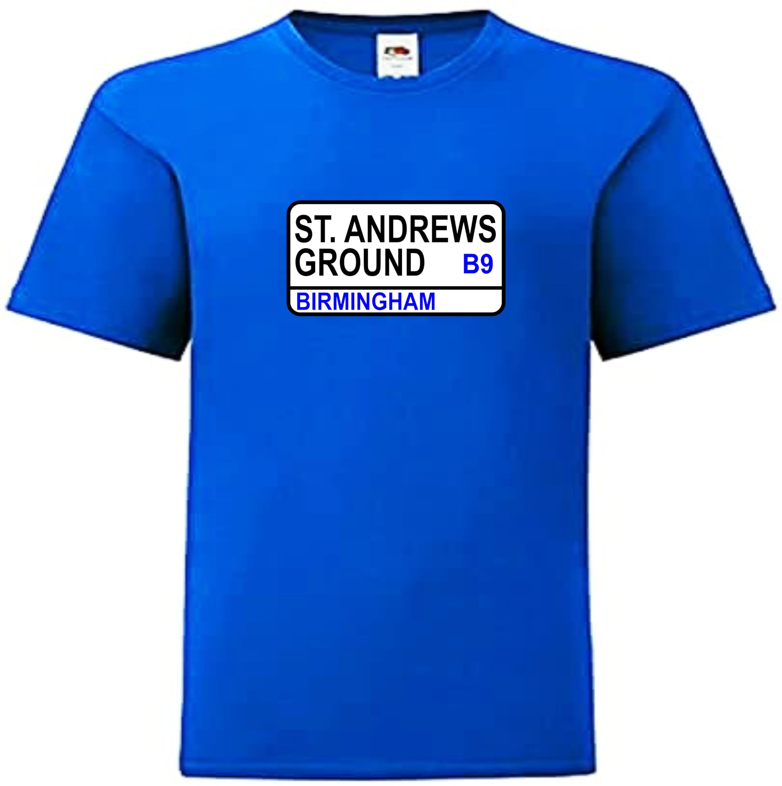 Invicta Screen Printers Birmingham City FC St Andrews Street Sign Football Club T-Shirt Unisex Adult Top (UK, Alpha, S, Regular, Regular, Blue)