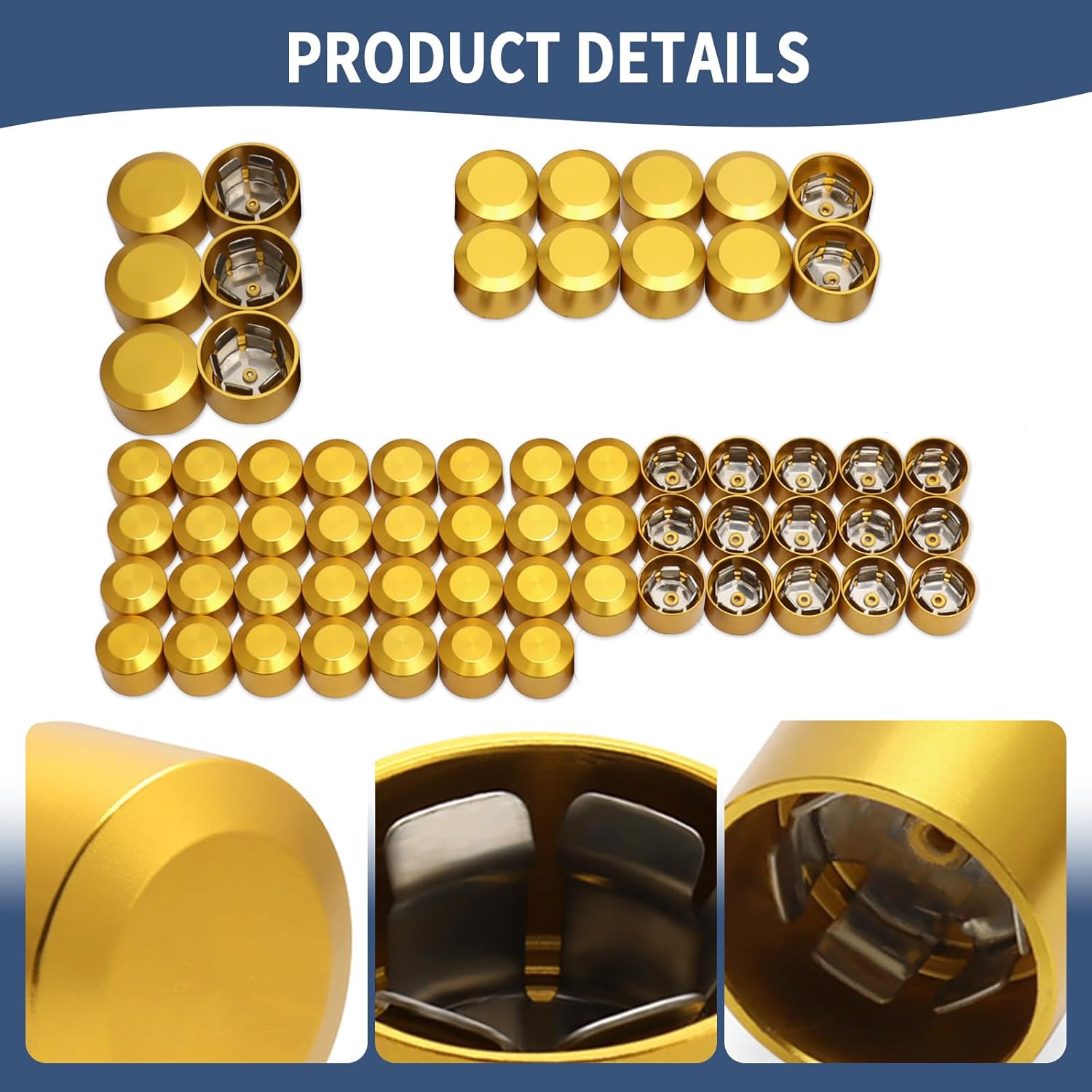 Bolt Covers Caps Engine Head Bolt Toppers Cap Kit Fit for Harley 2017-2025 Touring Street Glide Road Glide Road King Electra Glide Trikes 2018-2025 Softail Breakout Fat Boy FXBB (Gold)
