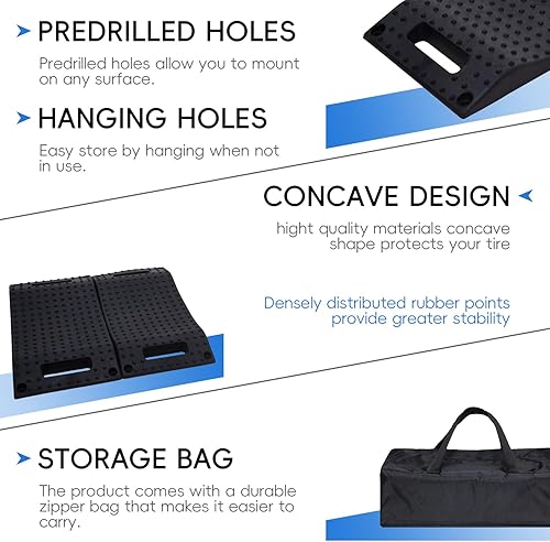 Miniatura 4 de Homeon Wheels Rampas protectoras de neumáticos de material de goma, diseño de almohadilla antideslizante, rampas para neumáticos de automóvil para