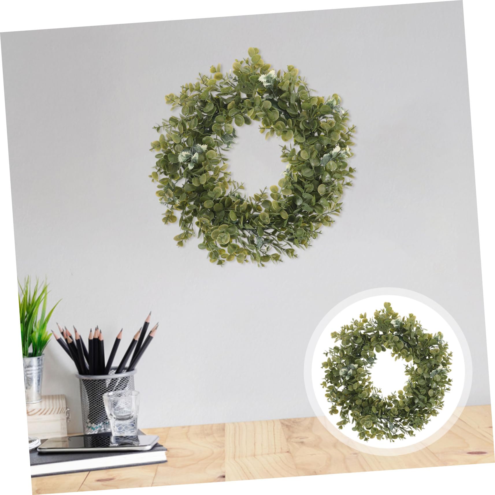 Ghirlanda Decorativa di Eucalipto Verde Artificiale Stile Americano in Plastica, senza Necessità di Potatura o Annaffiatura, per Decorazione Matrimoniale e Ambienti Esterni