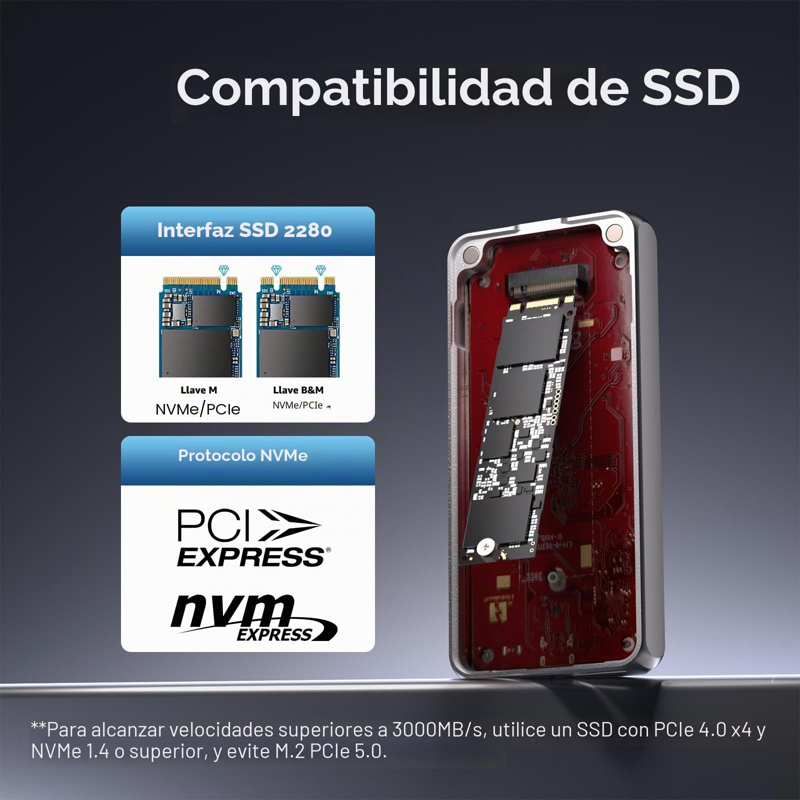 WAVLINK Carcasa SSD M.2 NVMe 80 Gbps Ventilador refrigeración Thunderbolt5/USB4 V2.0 Llave B+M/M-Key NVMe 2280 SSD Mac M4 Pro