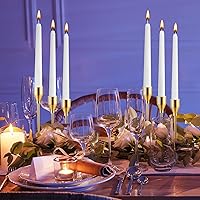 Vista 2 de Inbagi 12 juegos de candelabros a granel con velas cónicas de 0.79 pulgadas de grosor, soportes de velas de metal altos para velas cónicas para San