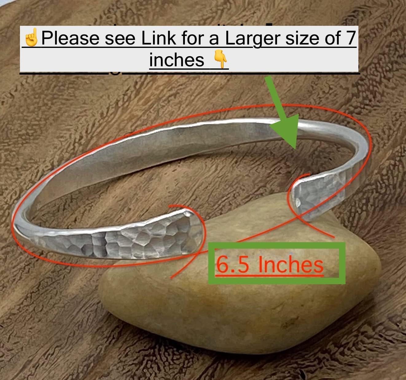 Hammered Sterling Silver Handmade Cuff Bracelet, Minimalist Simple Shiny Silver 1/4 inch Wide, 6 1/2 long, Thick and Solid, Gift for Her - Image 4