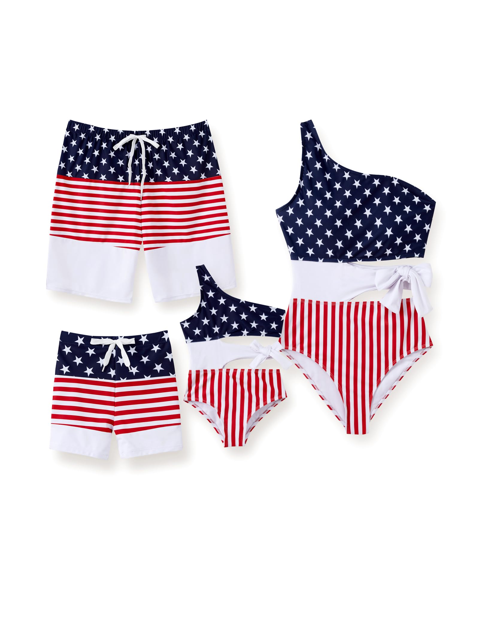 PATPAT Family Matching Swimsuits Mommy and Me One Shoulder Cutout  Colorblock Bathing Suits One Piece Swimwear Sets