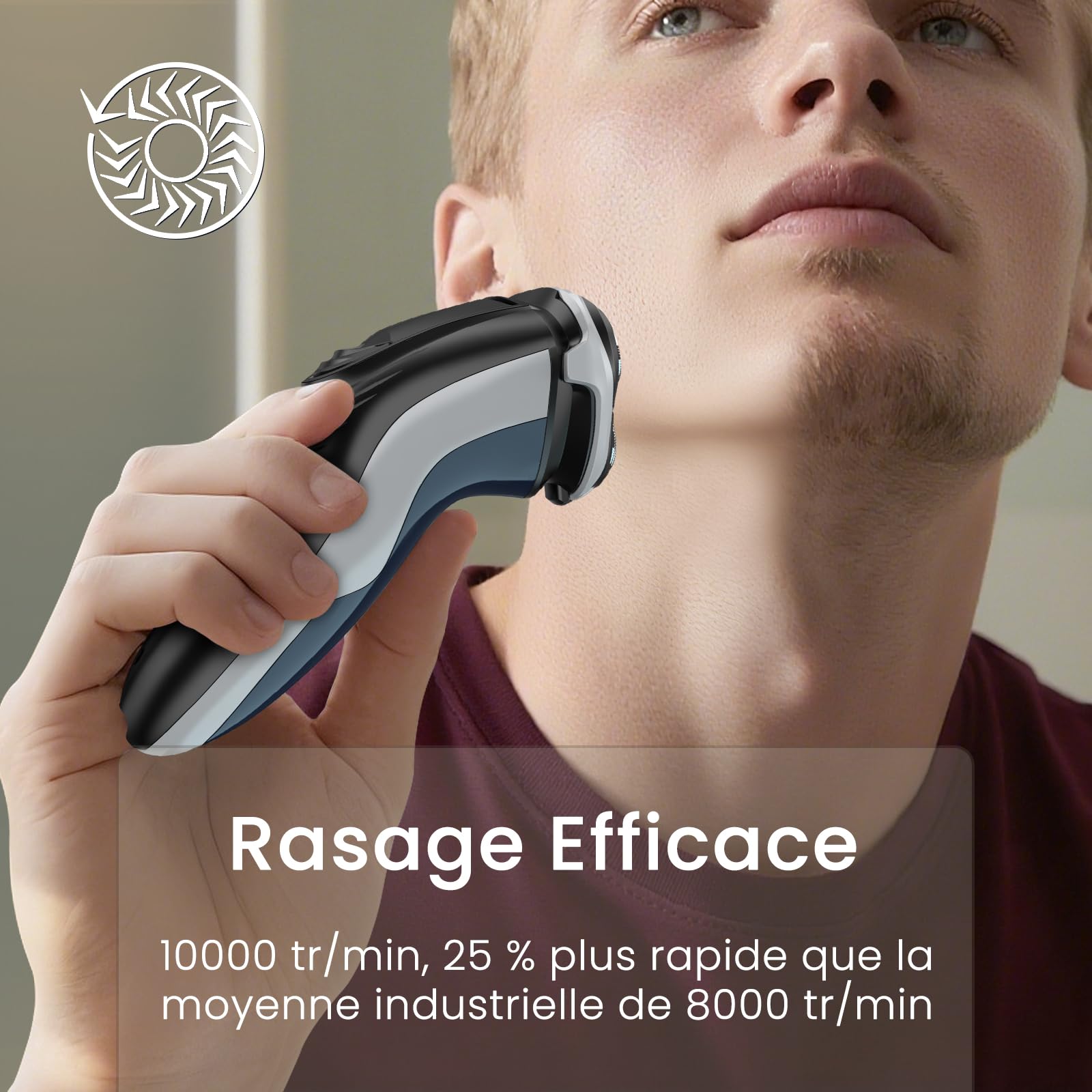 SweetLF Rasoir Electrique Homme Rechargeable Wet & Dry, Tondeuse à Barbe Haute Précision, Rasage avec 3D Têtes Rotatives, 100% Etanche&120 min d'Autonomie, Bleu, SW-S7105