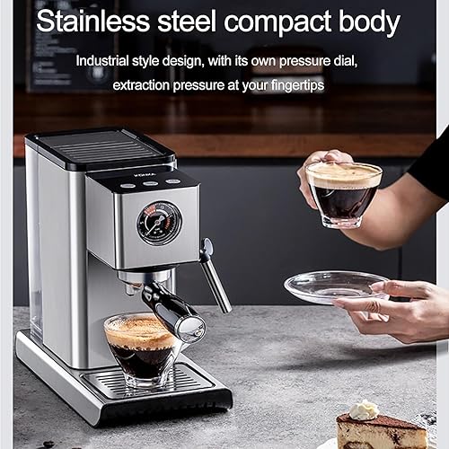 Miniatura 3 de Máquina de café expreso portátil, máquina de café semiautomática para uso doméstico, máquinas de capuchino para el hogar, con bomba de presión de 15